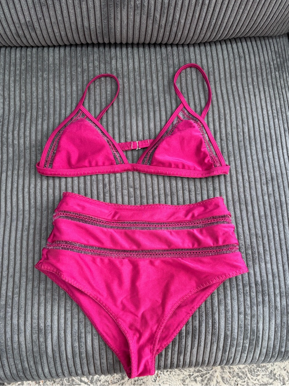 Tularosa Hot Pink High-Waist Bikini Set